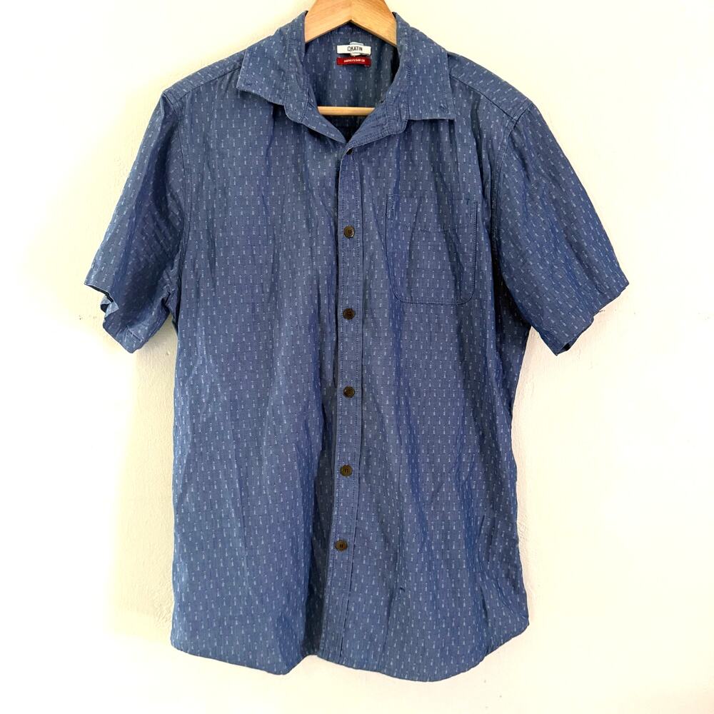 Katin USA Surf Short Sleeve Button Front Shirt Blue Arrow Print‎ Size Medium